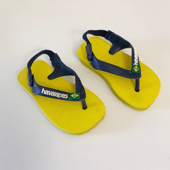 Havaianas Infant Flip Flop Blue Yellow Sandals ~ 5 - Picture 1 of 8